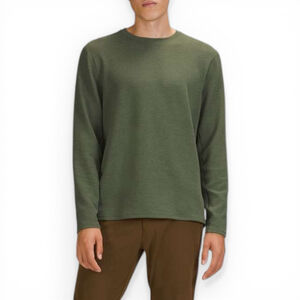 LULULEMON Shift Stitch Crew Heathered Green Twill , Casual Top, Sz M